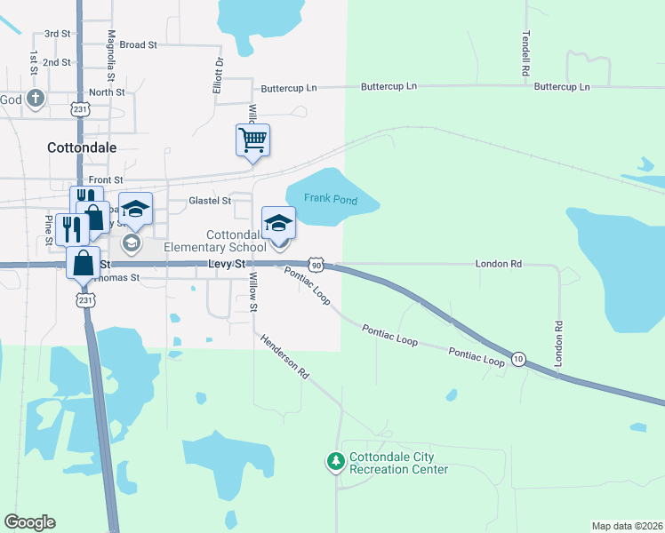 map of restaurants, bars, coffee shops, grocery stores, and more near 2801 Florida 10 in Cottondale