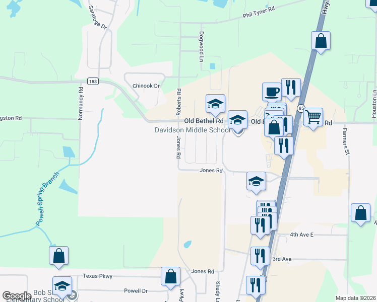 map of restaurants, bars, coffee shops, grocery stores, and more near 6216 Old Bethel Road in Crestview