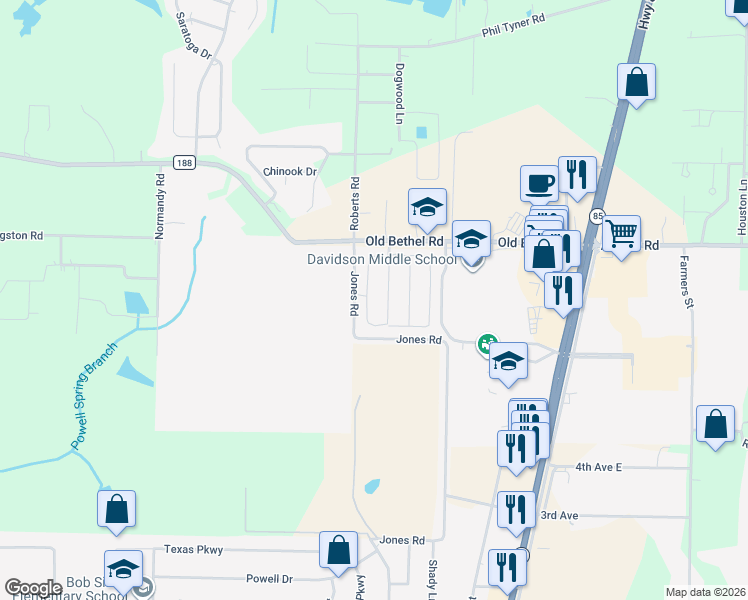 map of restaurants, bars, coffee shops, grocery stores, and more near 6216 Old Bethel Road in Crestview