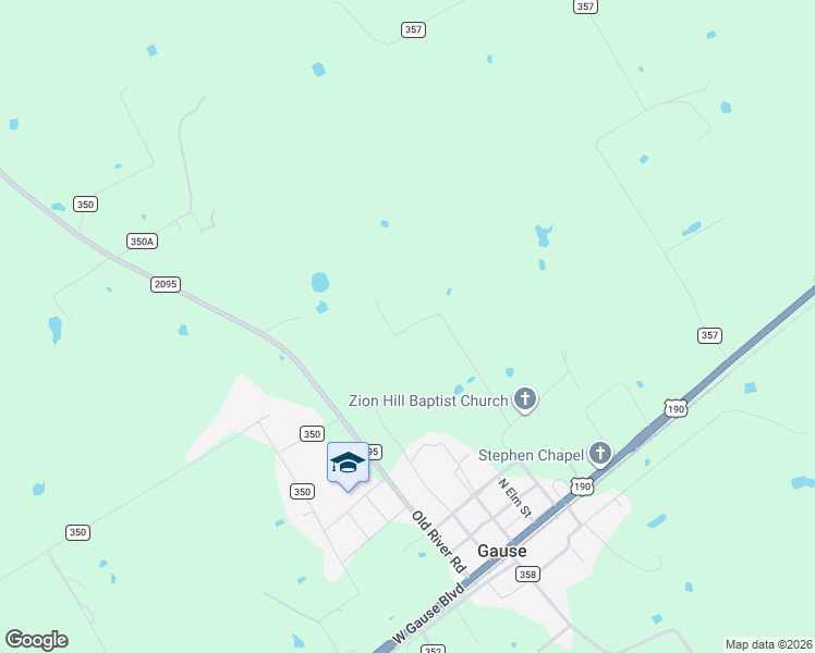 map of restaurants, bars, coffee shops, grocery stores, and more near 412 Wm Gray Street in Gause