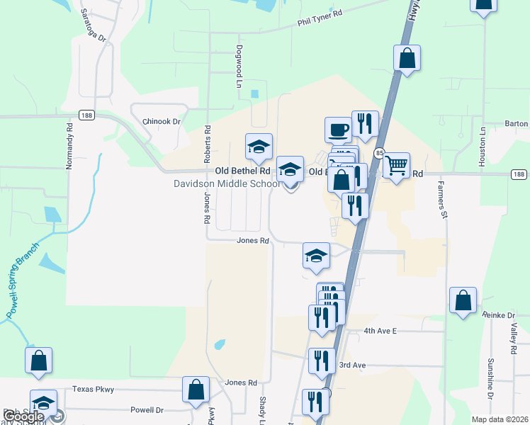 map of restaurants, bars, coffee shops, grocery stores, and more near 6261 Old Bethel Road in Crestview