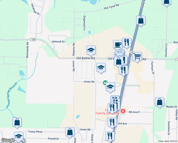 map of restaurants, bars, coffee shops, grocery stores, and more near 6169 Old Bethel Road in Crestview