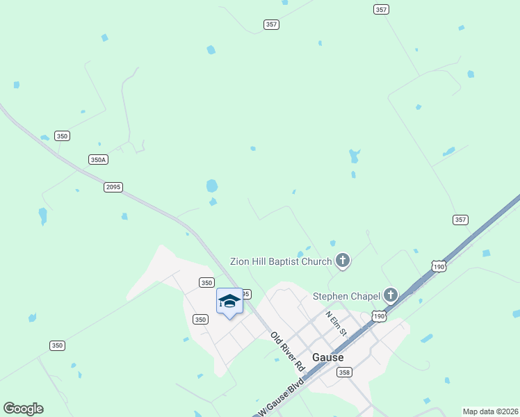 map of restaurants, bars, coffee shops, grocery stores, and more near 412 Wm Gray Street in Gause