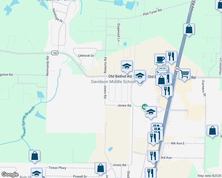 map of restaurants, bars, coffee shops, grocery stores, and more near 6216 Old Bethel Road in Crestview