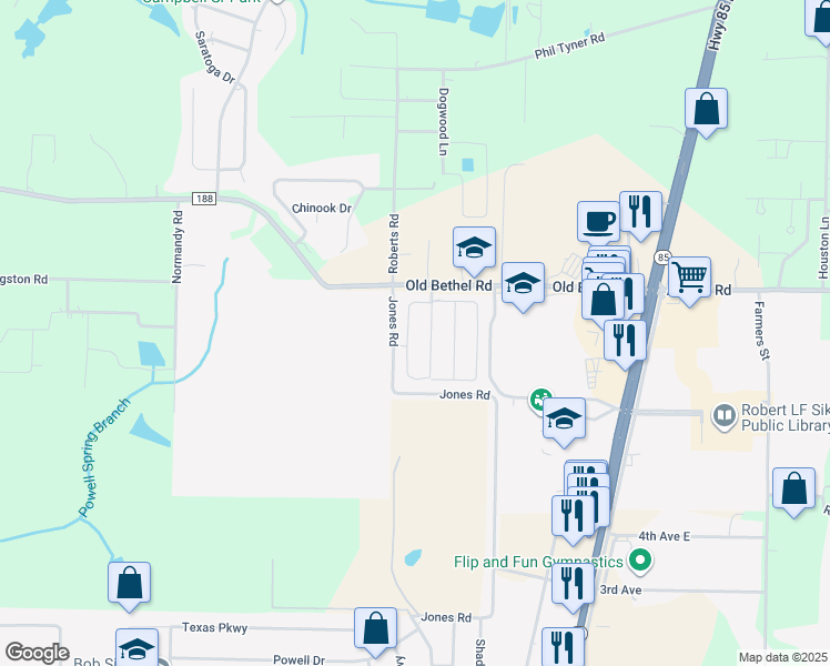 map of restaurants, bars, coffee shops, grocery stores, and more near 6216 Old Bethel Road in Crestview