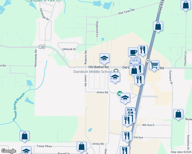 map of restaurants, bars, coffee shops, grocery stores, and more near 6169 Old Bethel Road in Crestview