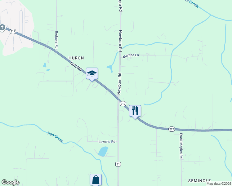 map of restaurants, bars, coffee shops, grocery stores, and more near 4934-4980 Newburn Rd in Mobile