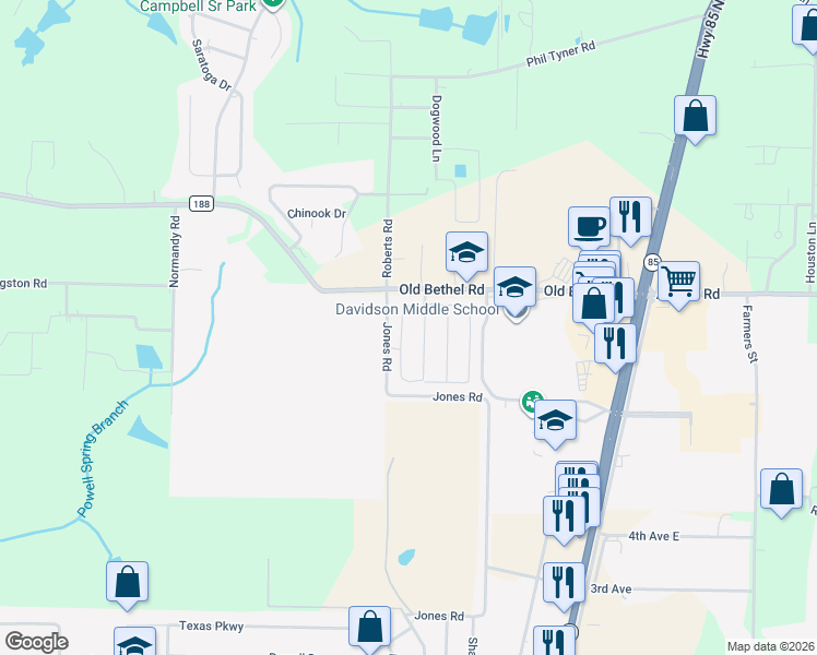 map of restaurants, bars, coffee shops, grocery stores, and more near 6216 Old Bethel Road in Crestview