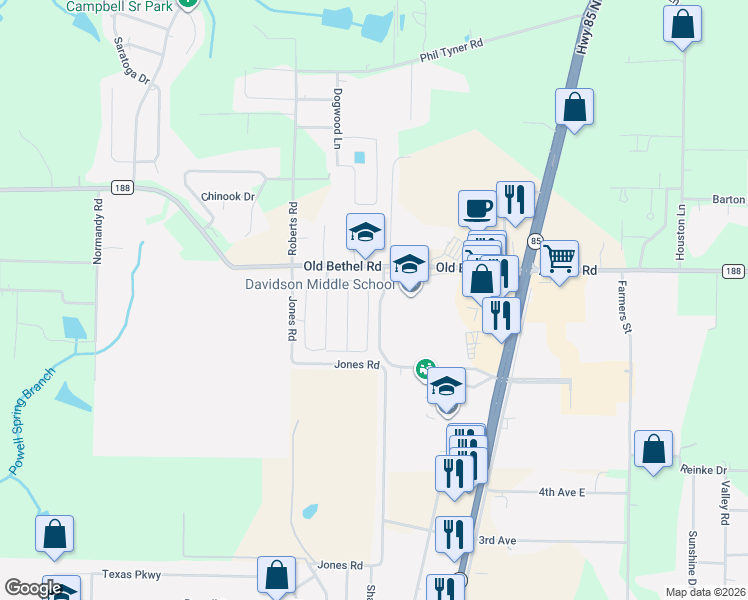 map of restaurants, bars, coffee shops, grocery stores, and more near 6261 Old Bethel Road in Crestview