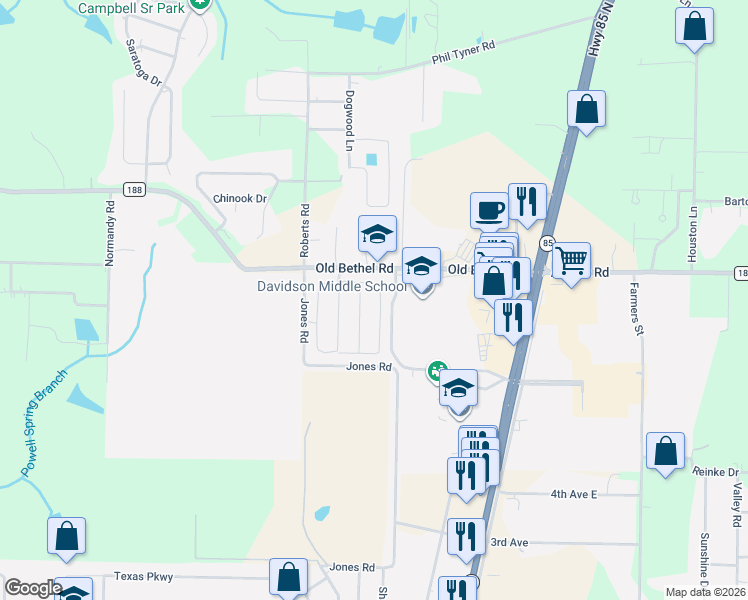 map of restaurants, bars, coffee shops, grocery stores, and more near 6169 Old Bethel Road in Crestview