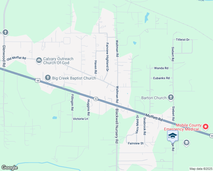 map of restaurants, bars, coffee shops, grocery stores, and more near 11027 Old Moffat Road in Wilmer
