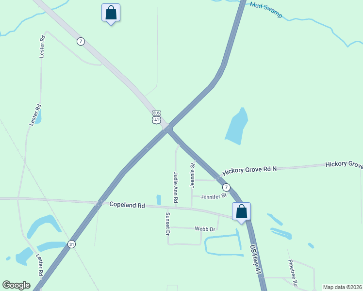 map of restaurants, bars, coffee shops, grocery stores, and more near Georgia 7 & Judie Ann Road in Valdosta