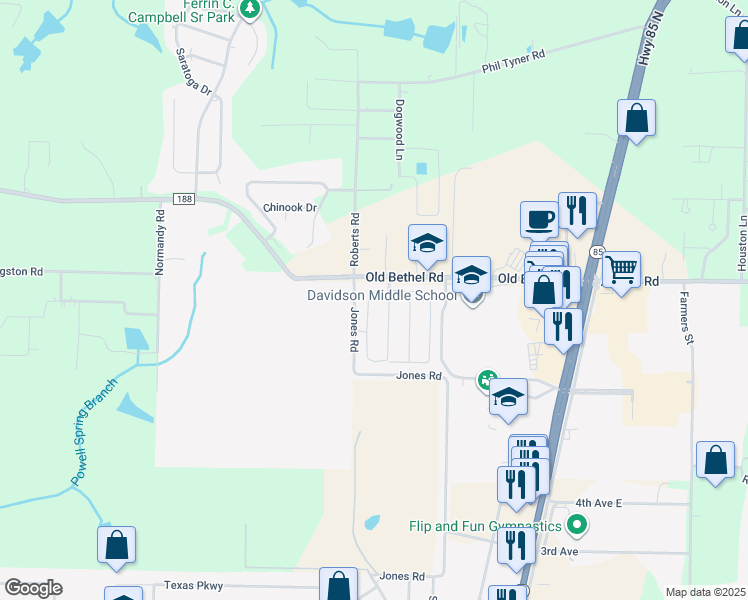 map of restaurants, bars, coffee shops, grocery stores, and more near 6216 Old Bethel Road in Crestview