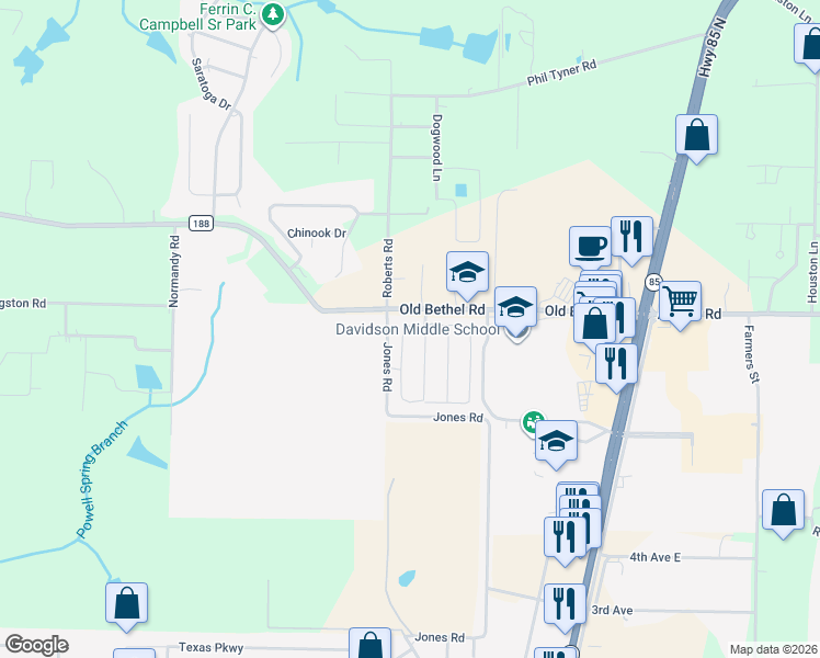map of restaurants, bars, coffee shops, grocery stores, and more near 6216 Old Bethel Road in Crestview