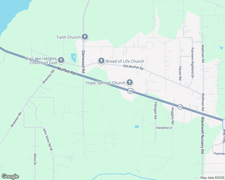 map of restaurants, bars, coffee shops, grocery stores, and more near 11451 Moffett Road in Wilmer