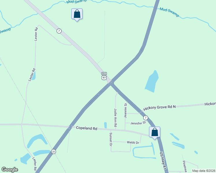 map of restaurants, bars, coffee shops, grocery stores, and more near 2498 South Patterson Street in Valdosta