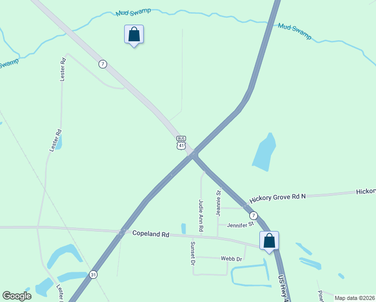 map of restaurants, bars, coffee shops, grocery stores, and more near 2498 South Patterson Street in Valdosta