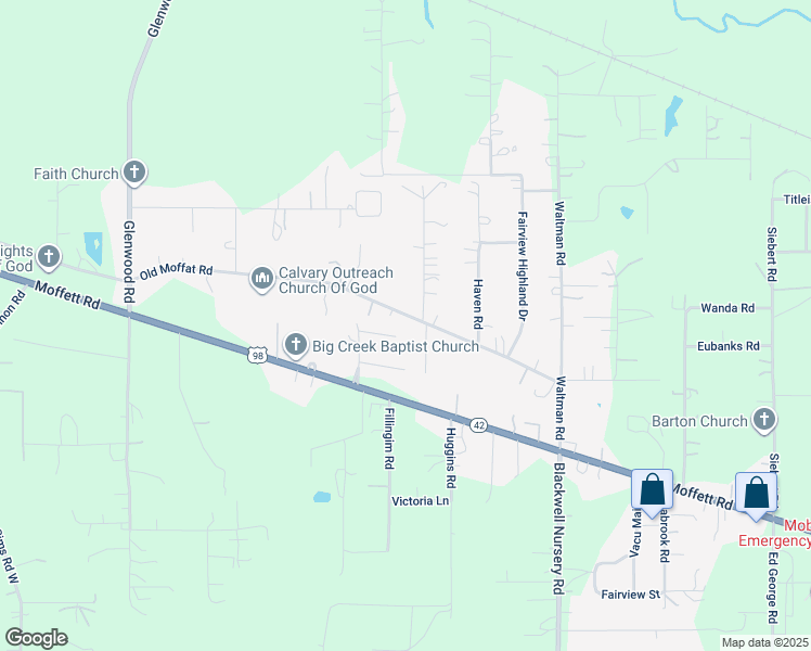 map of restaurants, bars, coffee shops, grocery stores, and more near 11221 Travis Way in Wilmer
