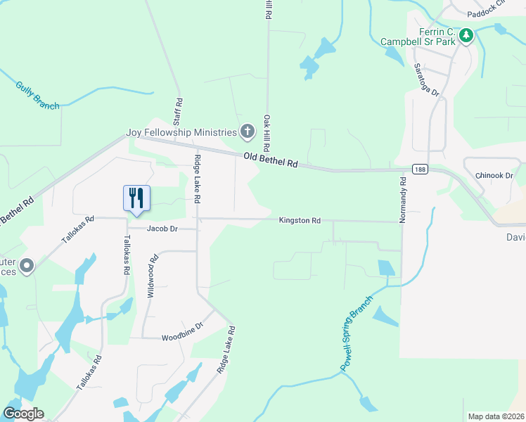 map of restaurants, bars, coffee shops, grocery stores, and more near 2499 Kingston Road in Crestview