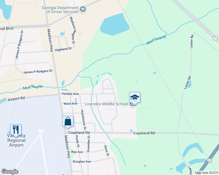 map of restaurants, bars, coffee shops, grocery stores, and more near 1942 Horace Avenue in Valdosta