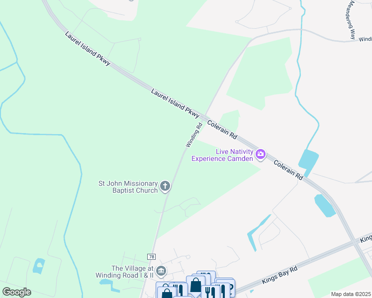 map of restaurants, bars, coffee shops, grocery stores, and more near County Road 78 in Kingsland