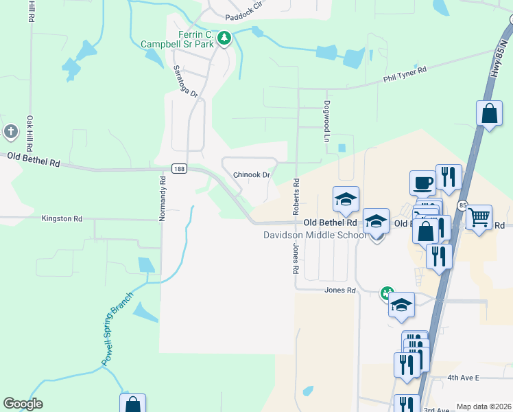 map of restaurants, bars, coffee shops, grocery stores, and more near 5953 Wind Trace Road in Crestview