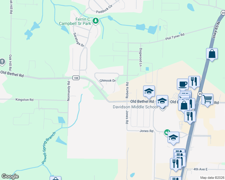 map of restaurants, bars, coffee shops, grocery stores, and more near 5953 Wind Trace Road in Crestview