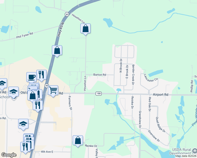 map of restaurants, bars, coffee shops, grocery stores, and more near 2928 Barton Road in Crestview