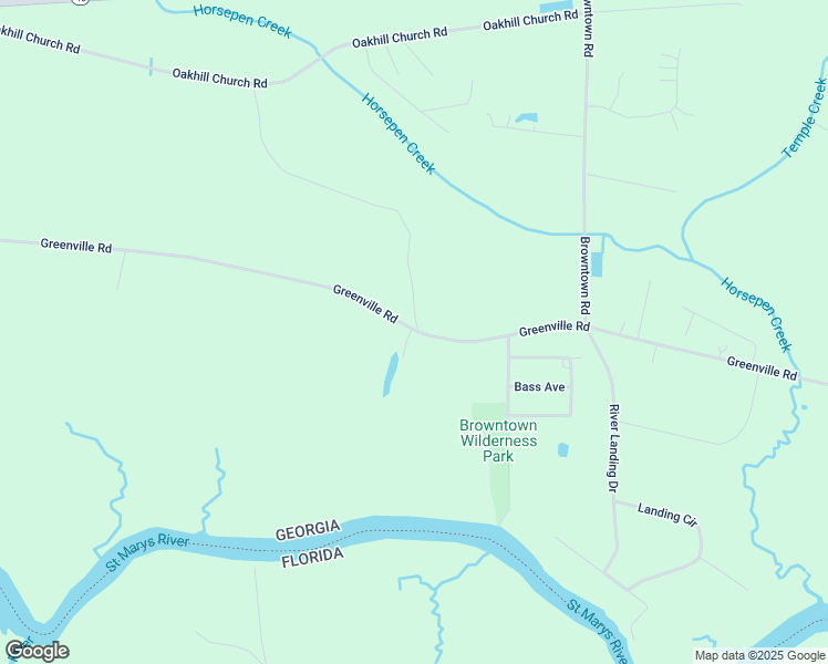 map of restaurants, bars, coffee shops, grocery stores, and more near 1221 Greenville Road in Kingsland