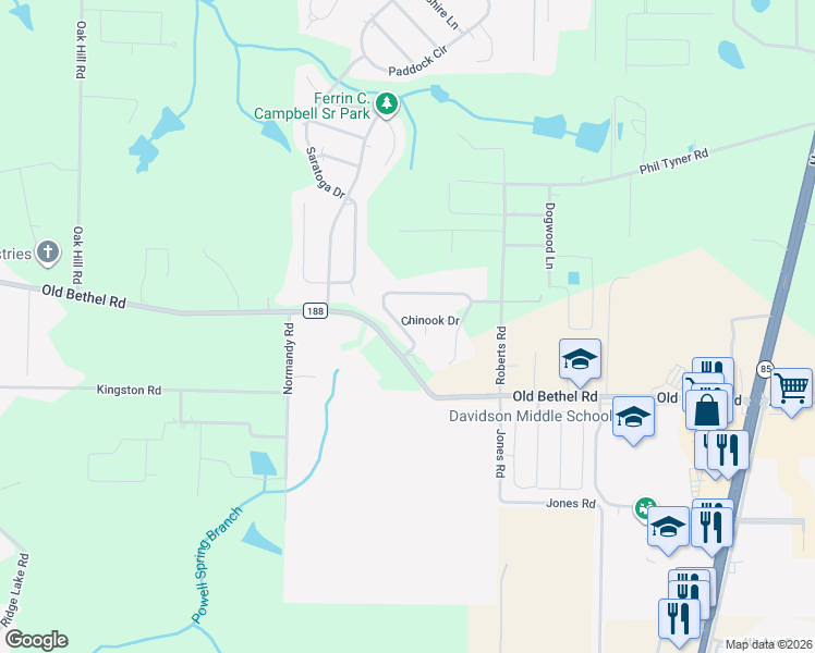 map of restaurants, bars, coffee shops, grocery stores, and more near 5923 Wind Trace Road in Crestview