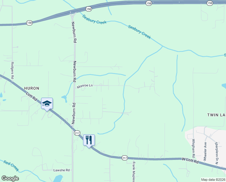 map of restaurants, bars, coffee shops, grocery stores, and more near 7564-7634 Monroe Lane in Semmes
