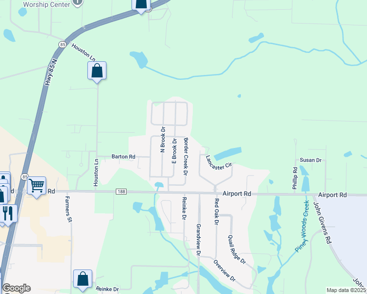 map of restaurants, bars, coffee shops, grocery stores, and more near 3095 Border Creek Drive in Crestview