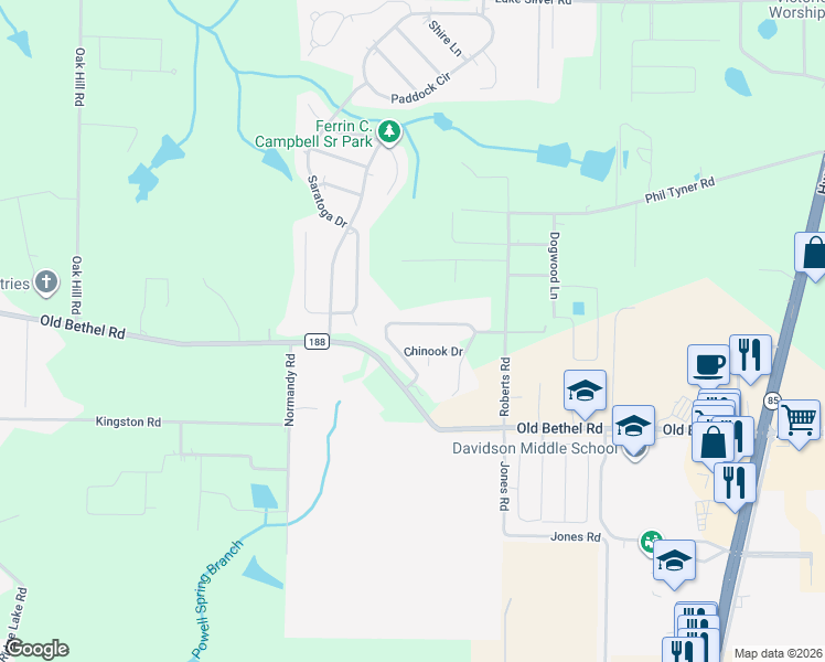 map of restaurants, bars, coffee shops, grocery stores, and more near 5923 Wind Trace Road in Crestview