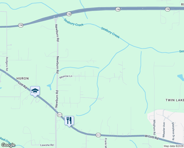 map of restaurants, bars, coffee shops, grocery stores, and more near 7564 Monroe Lane in Mobile County
