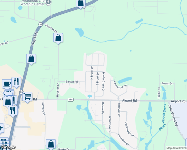 map of restaurants, bars, coffee shops, grocery stores, and more near 5640 North Brook Drive in Crestview