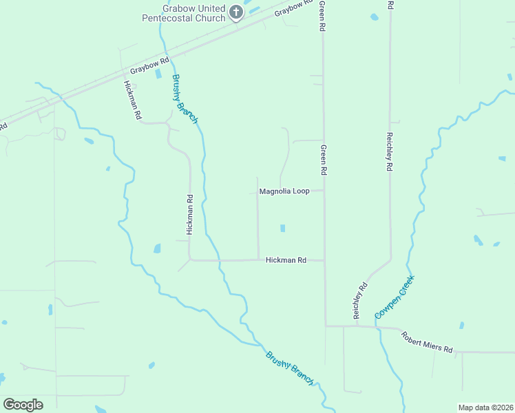 map of restaurants, bars, coffee shops, grocery stores, and more near Magnolia Loop in DeRidder
