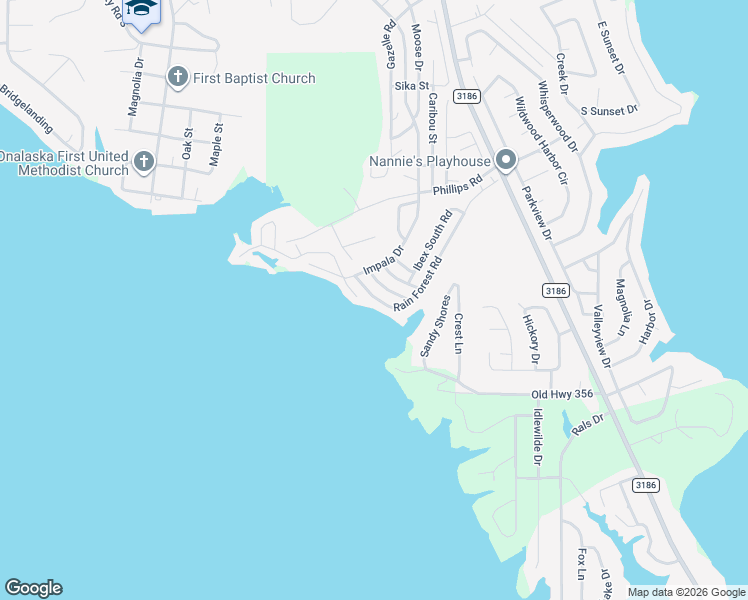 map of restaurants, bars, coffee shops, grocery stores, and more near 180 Rain Forest Road in Onalaska