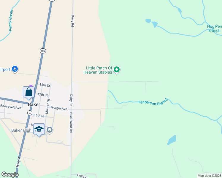 map of restaurants, bars, coffee shops, grocery stores, and more near 1468 McCauley Road in Baker