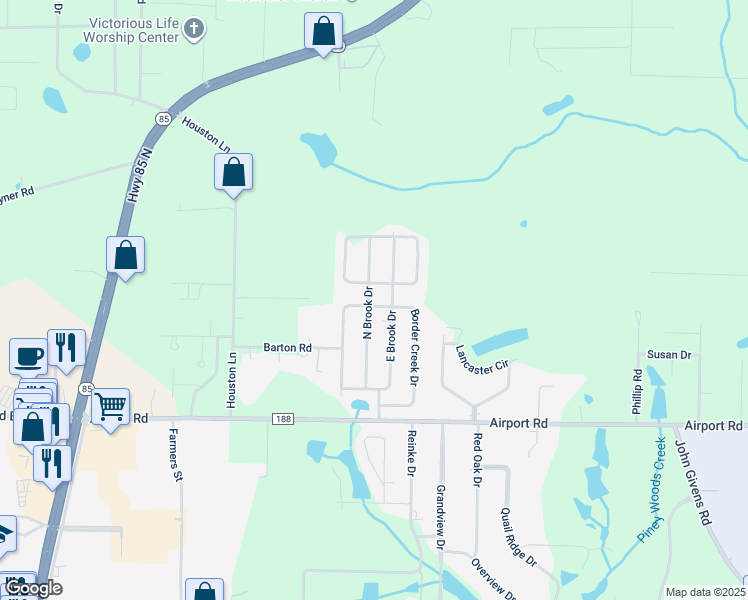 map of restaurants, bars, coffee shops, grocery stores, and more near 3118 Border Creek Drive in Crestview
