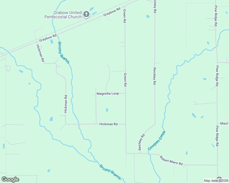 map of restaurants, bars, coffee shops, grocery stores, and more near Magnolia Loop in DeRidder