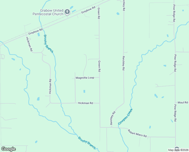 map of restaurants, bars, coffee shops, grocery stores, and more near Magnolia Loop in DeRidder