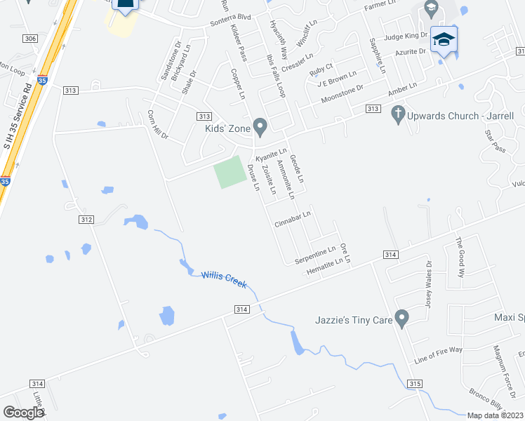 map of restaurants, bars, coffee shops, grocery stores, and more near 300 Druse Lane in Jarrell