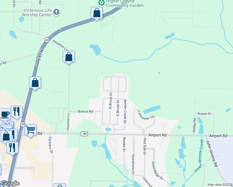 map of restaurants, bars, coffee shops, grocery stores, and more near 3070 Crown Creek Circle in Crestview