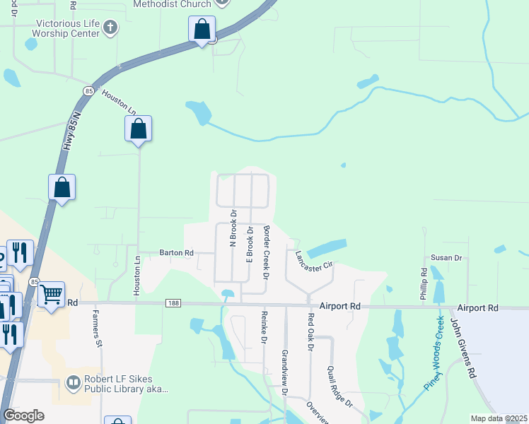 map of restaurants, bars, coffee shops, grocery stores, and more near 3004 Crown Creek Circle in Crestview