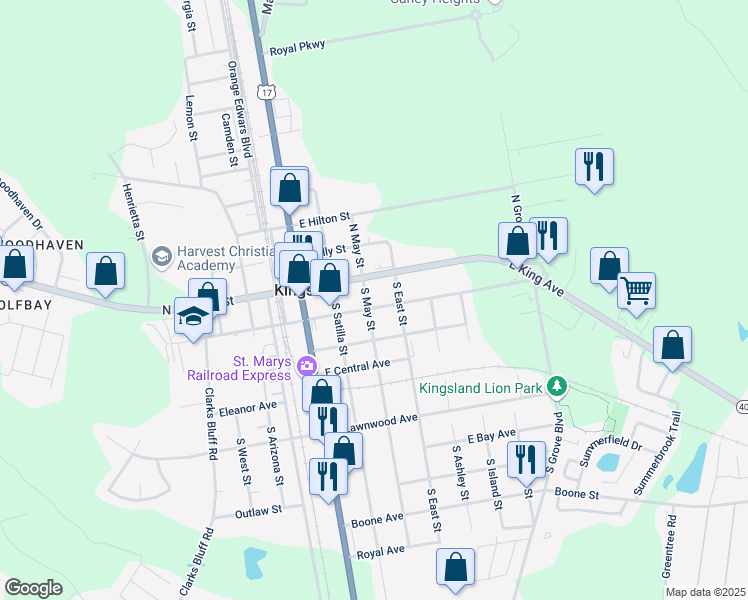 map of restaurants, bars, coffee shops, grocery stores, and more near 315 East William Avenue in Kingsland
