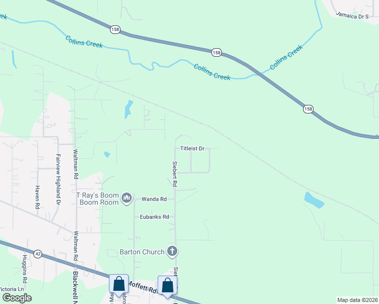 map of restaurants, bars, coffee shops, grocery stores, and more near 5204 Top Flight Lane in Wilmer