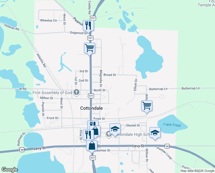 map of restaurants, bars, coffee shops, grocery stores, and more near 2659 North Street in Cottondale