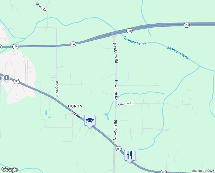 map of restaurants, bars, coffee shops, grocery stores, and more near 5175 Newburn Road in Mobile