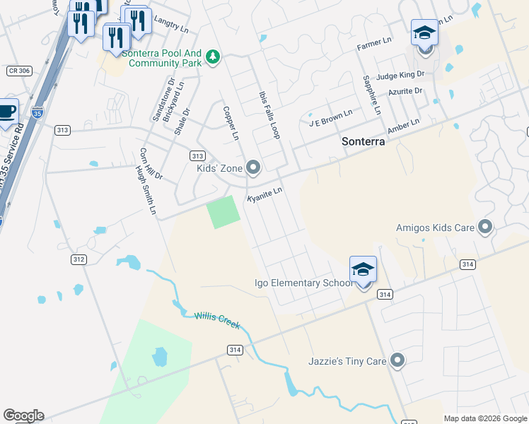 map of restaurants, bars, coffee shops, grocery stores, and more near 140 Ammonite Lane in Jarrell
