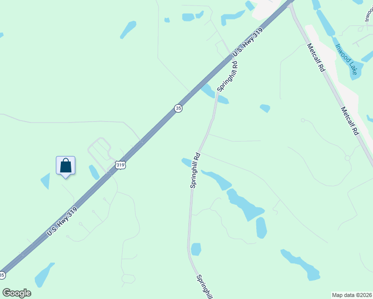 map of restaurants, bars, coffee shops, grocery stores, and more near 10195 Springhill Road in Thomasville